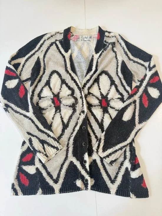 Anthropologie Field Flower Cardigan Cotton Blend Size S - Picture 2 of 7